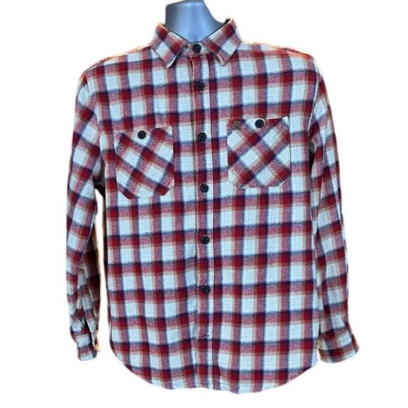 Coleman Red and Cream Checked Thick Flannel Button Down Size L - Picture 1 of 8
